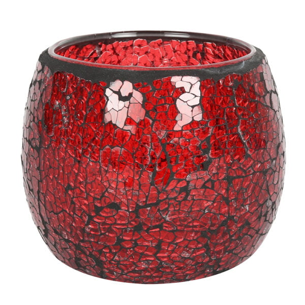 Large Red Crackle Glass Candle Holder